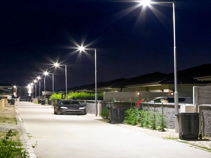 Smart IoT solar street light in Florida USA residential area