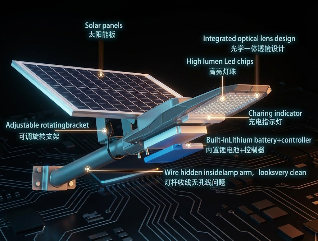 M-Series Solar Street Light Exploded View