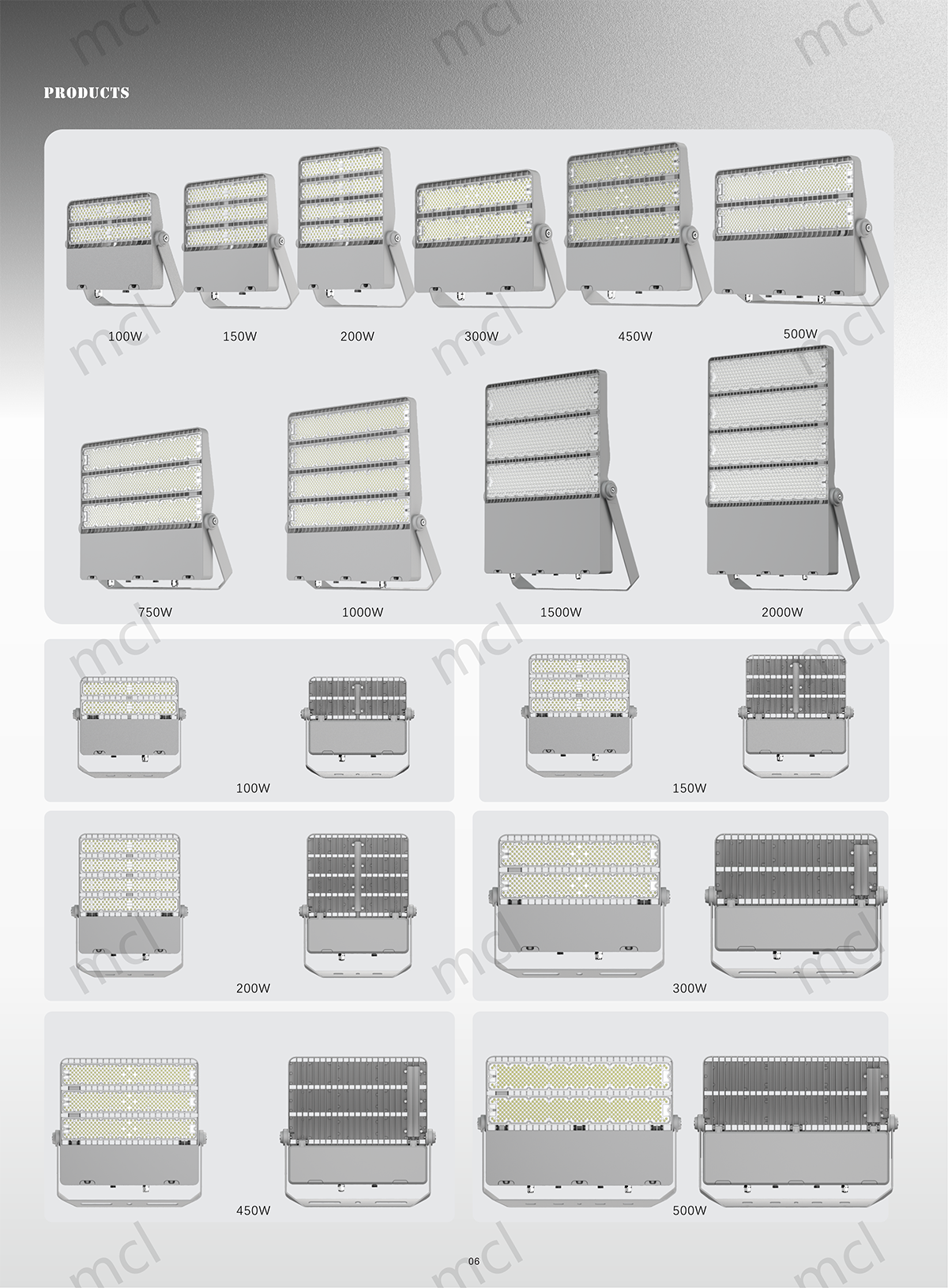 MCLsolar Modular LED Flood Light Family 100W-2000W