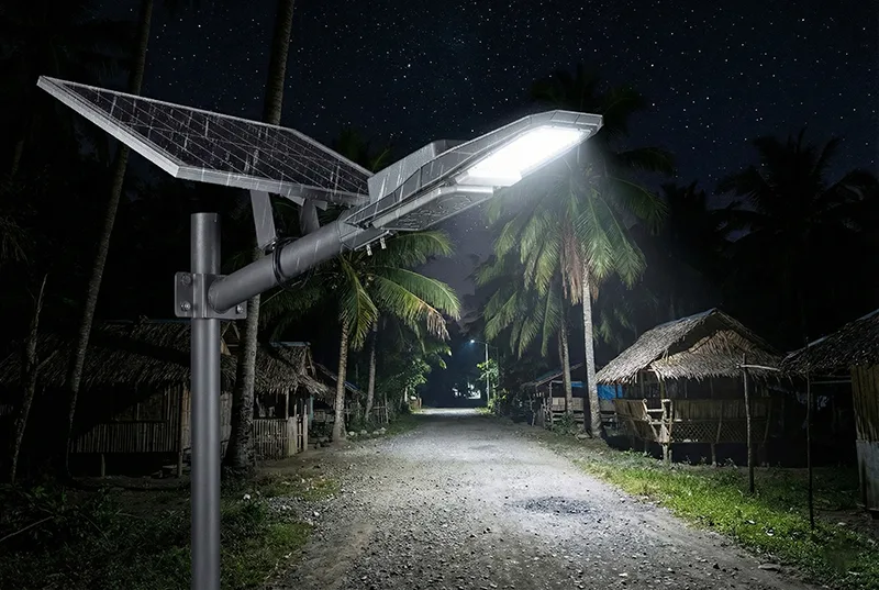 solar street light Philippines rural village project installation M40 split type
