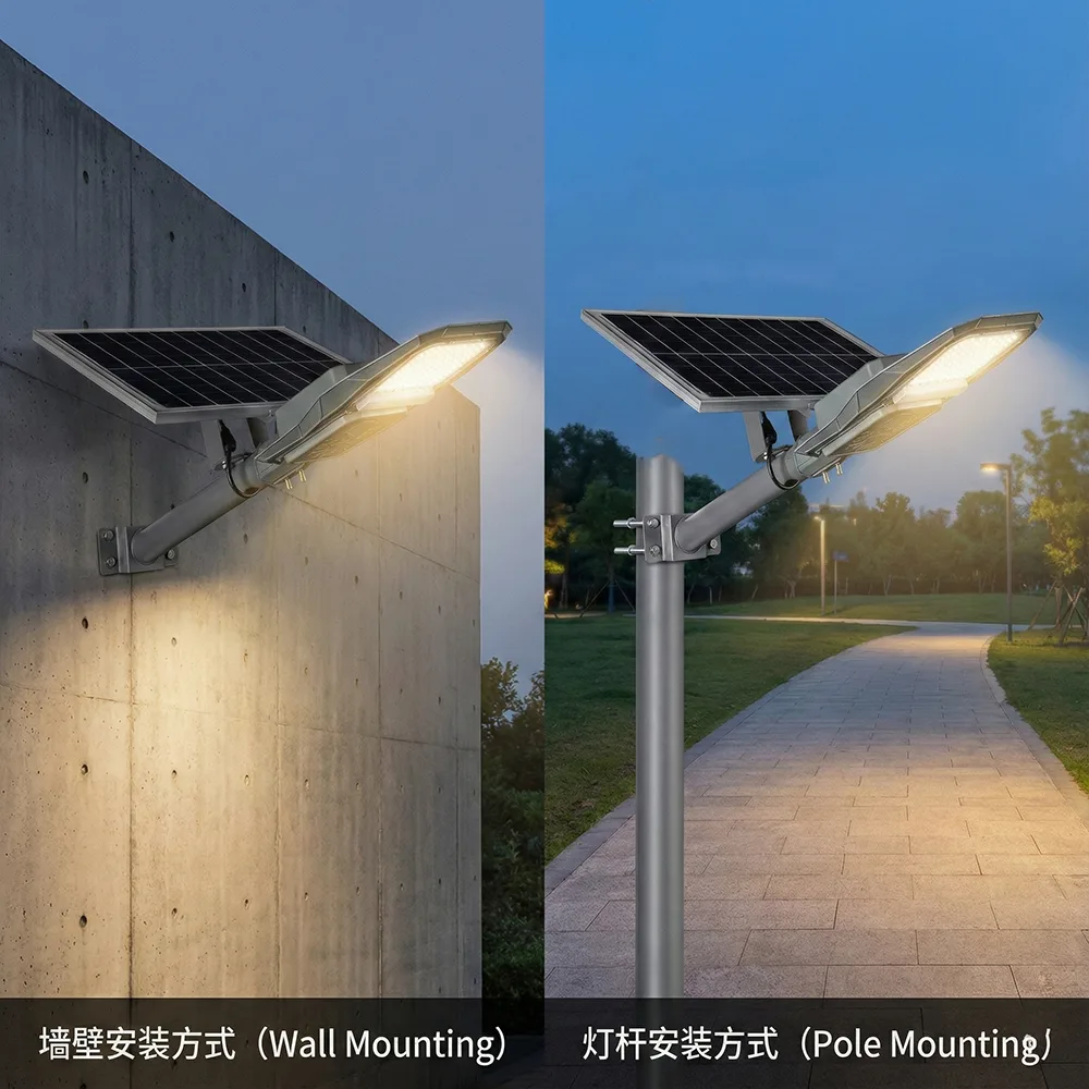 Split type solar street light pole and wall mount installation Philippines rural areas