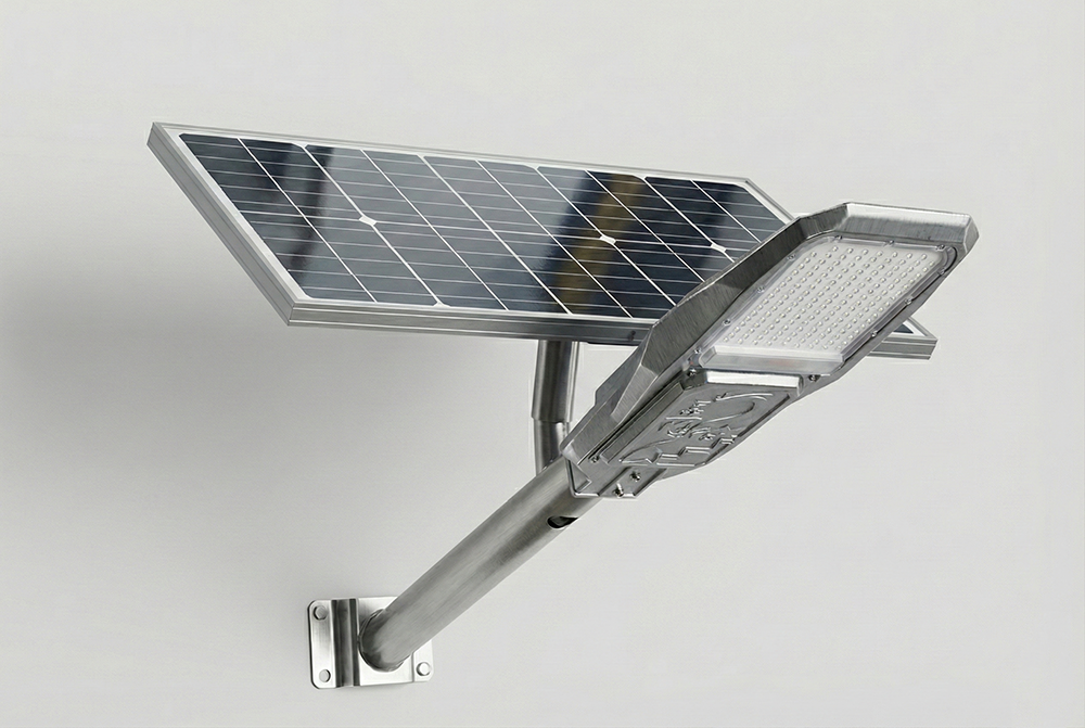 Exploded view of All-in-Two Solar Street Light with built-in battery