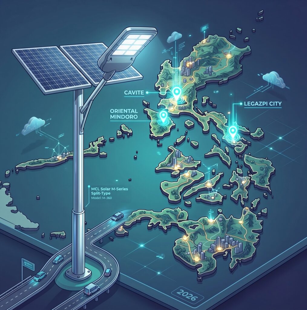 2026 Philippines solar street light project map highlighting recent government tenders in Cavite and Mindoro
