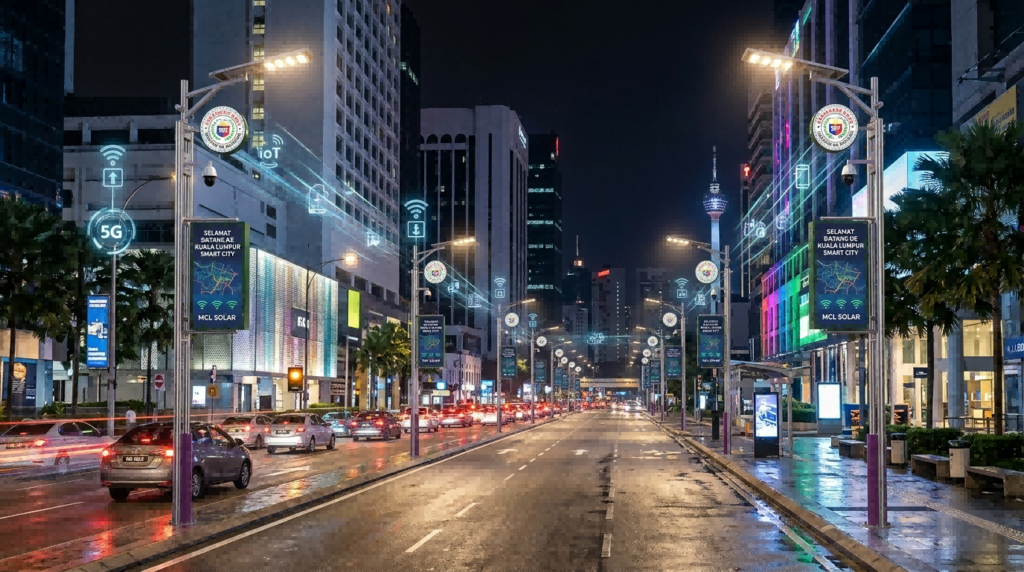 2026 Smart City integrated solar street light with camera in Malaysia