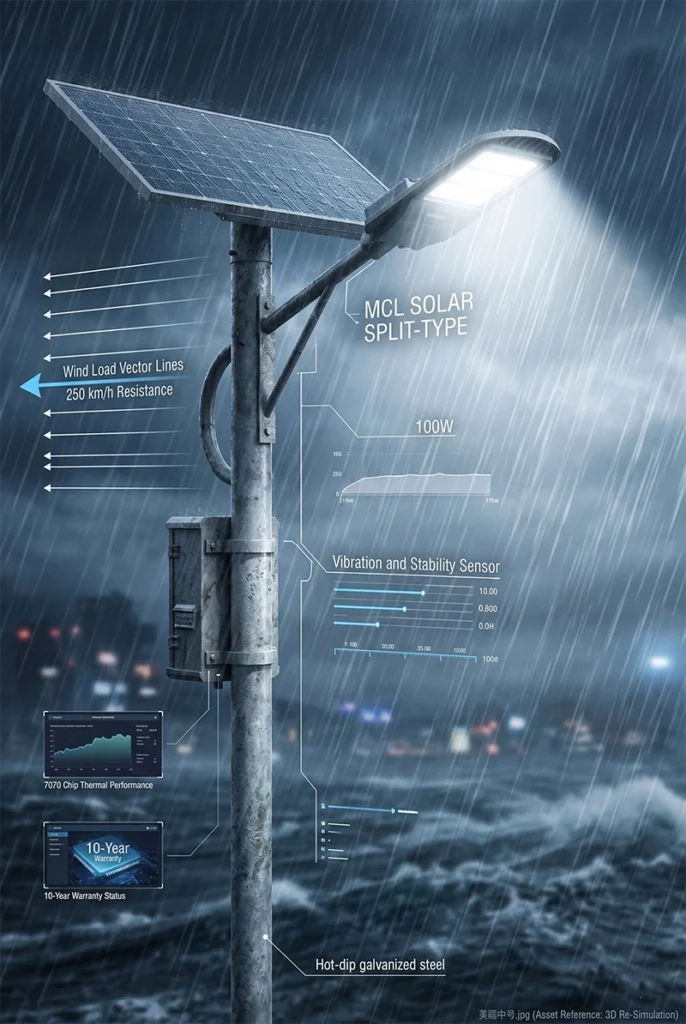 Bridgelux 7070 LED chip and LiFePO4 battery for high power solar street light.
