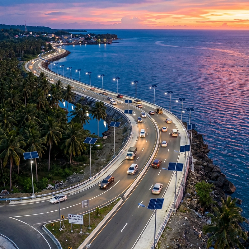 DPWH standard high power solar street light project in the Philippines.
