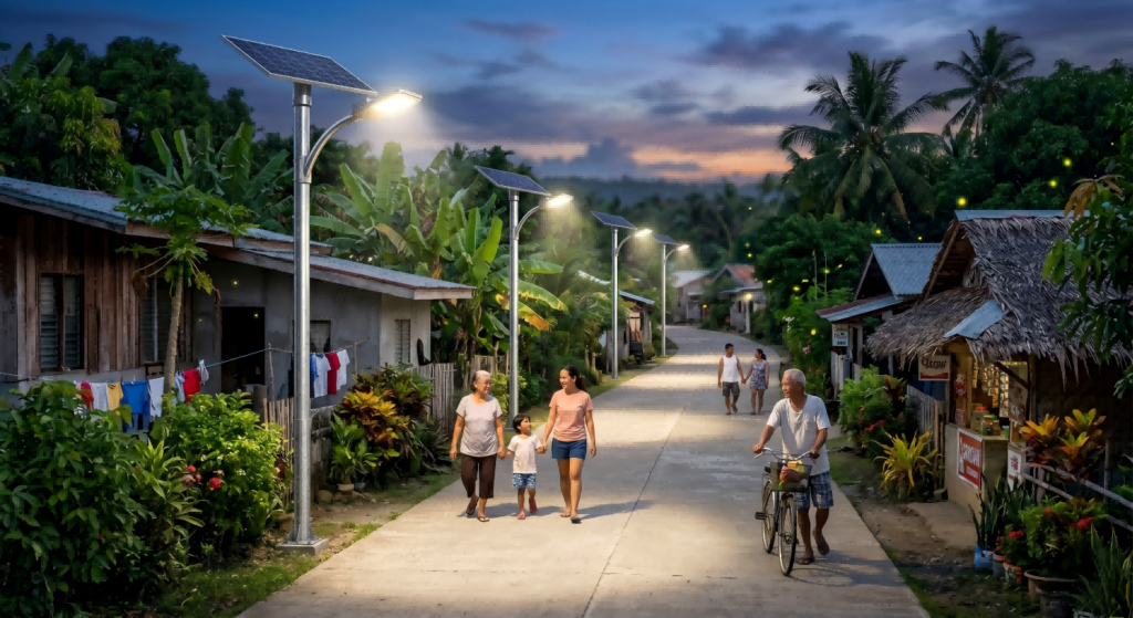 AI-adaptive dimming technology for 100% uptime in rainy seasons.