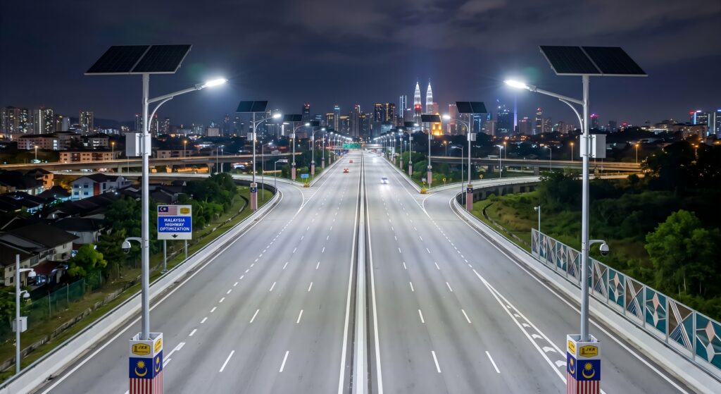High power M-Series split-type solar street light highway installation.