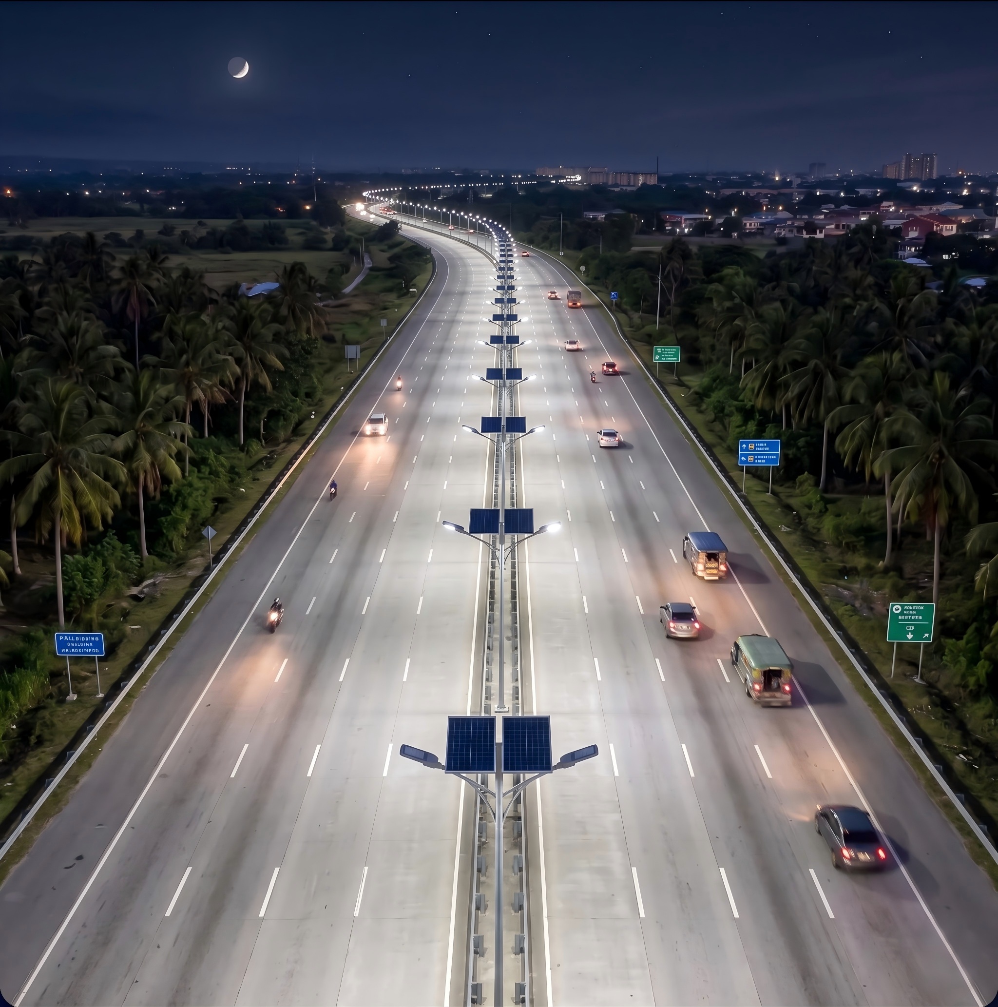 High power M-Series split-type solar street light highway installation in the Philippines