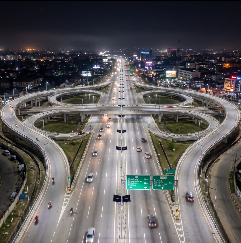 High power solar street light highway installation in Nigeria.