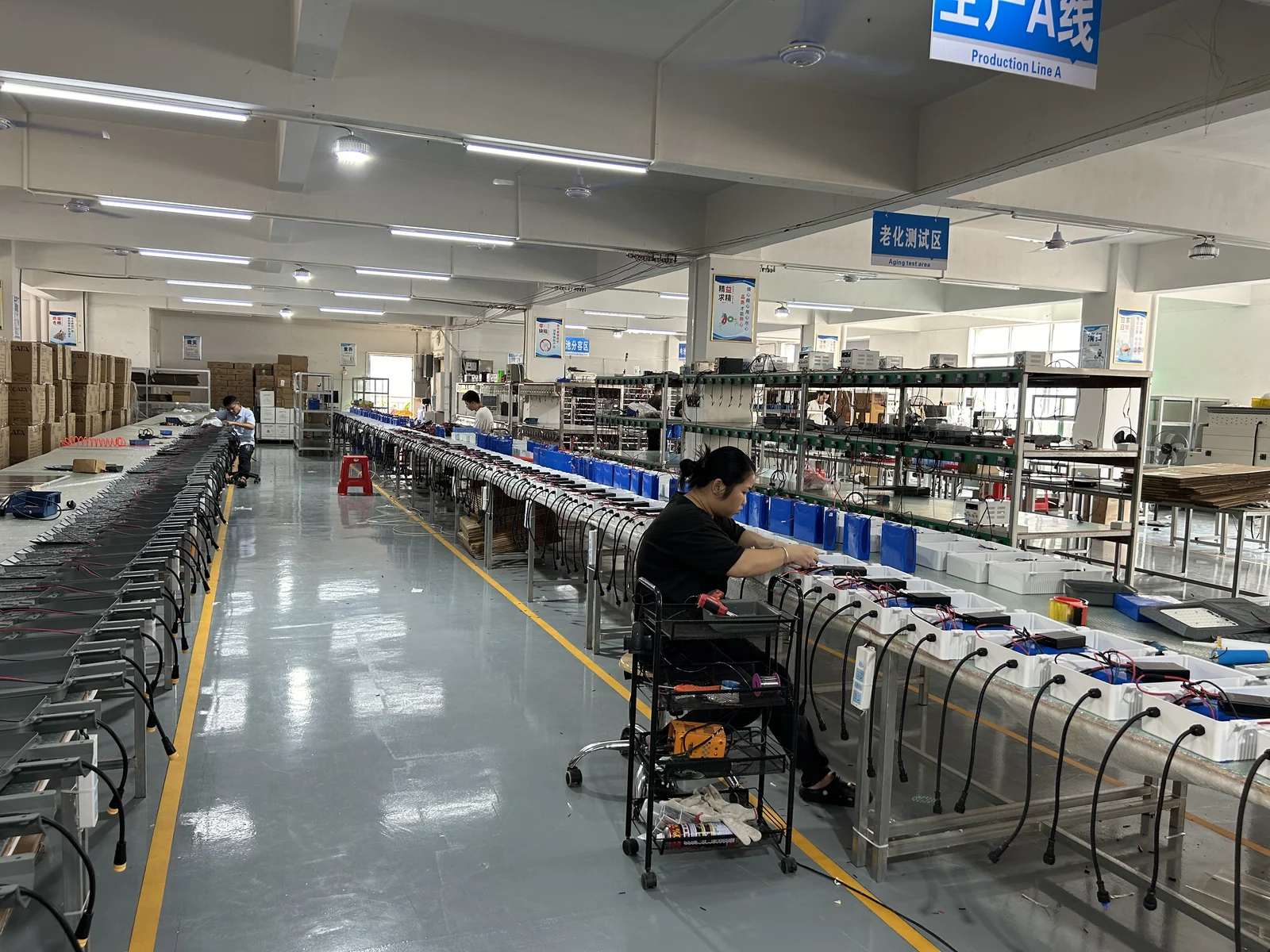 Commercial LED solar street light luminaire assembly line with ESD protection