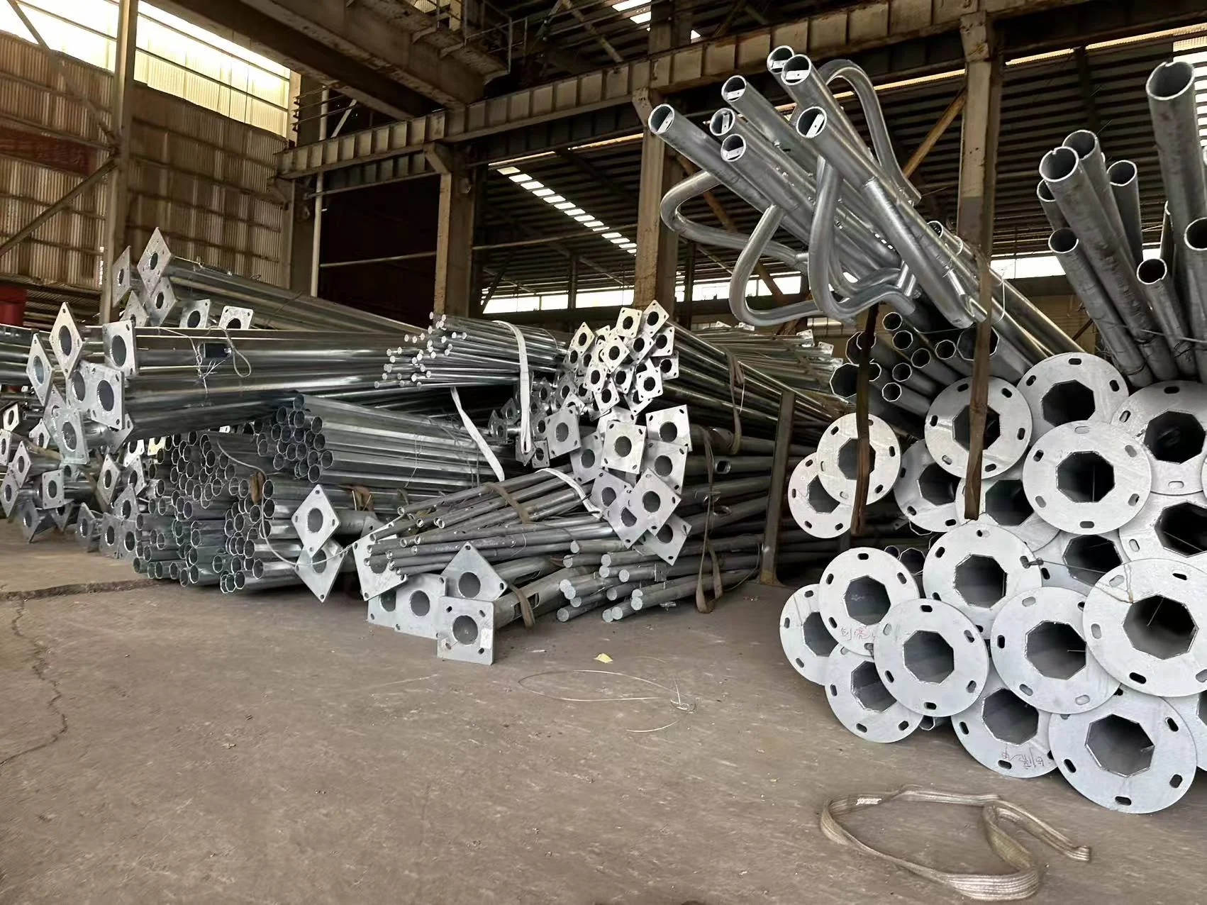 ISO 1461 Hot-Dip Galvanized Octagonal High-Strength Steel Street Light Poles at MCL Solar Factory