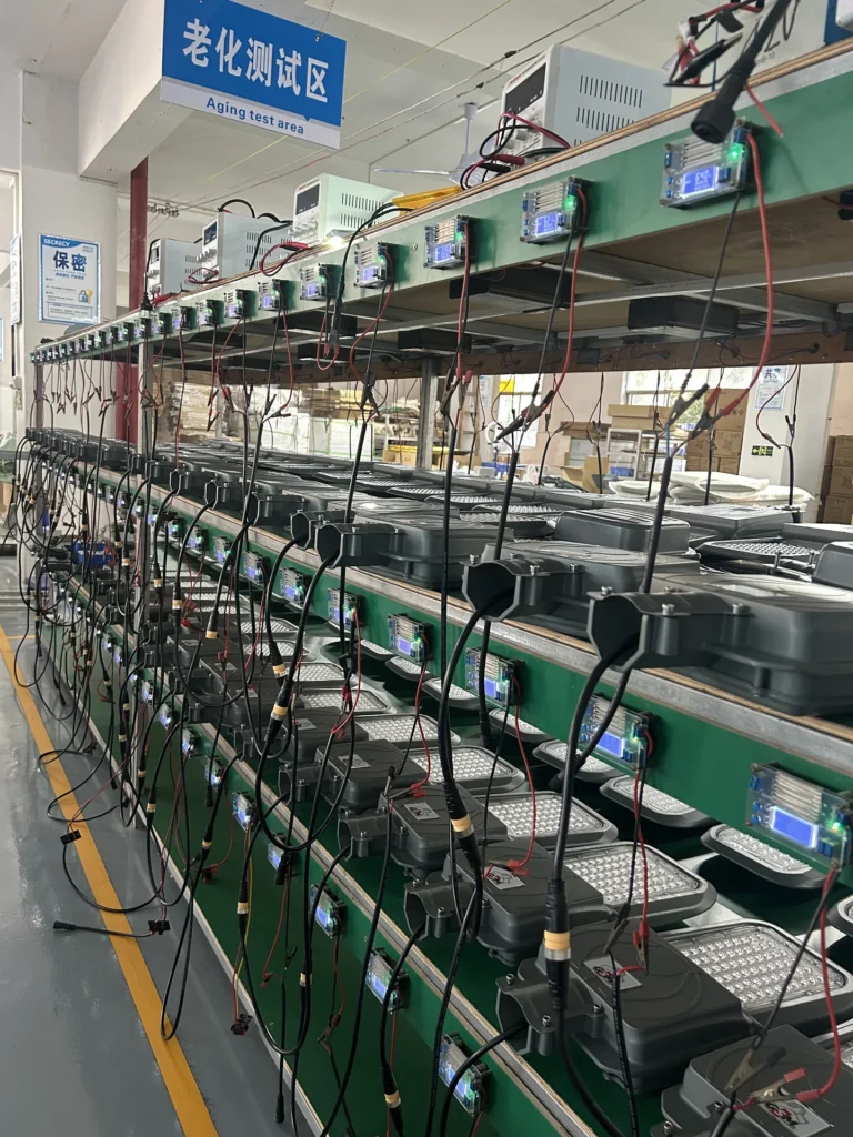 MCL Solar Luminaire Burn-in Aging Test Area with Multi-Tier Electronic Load Monitoring